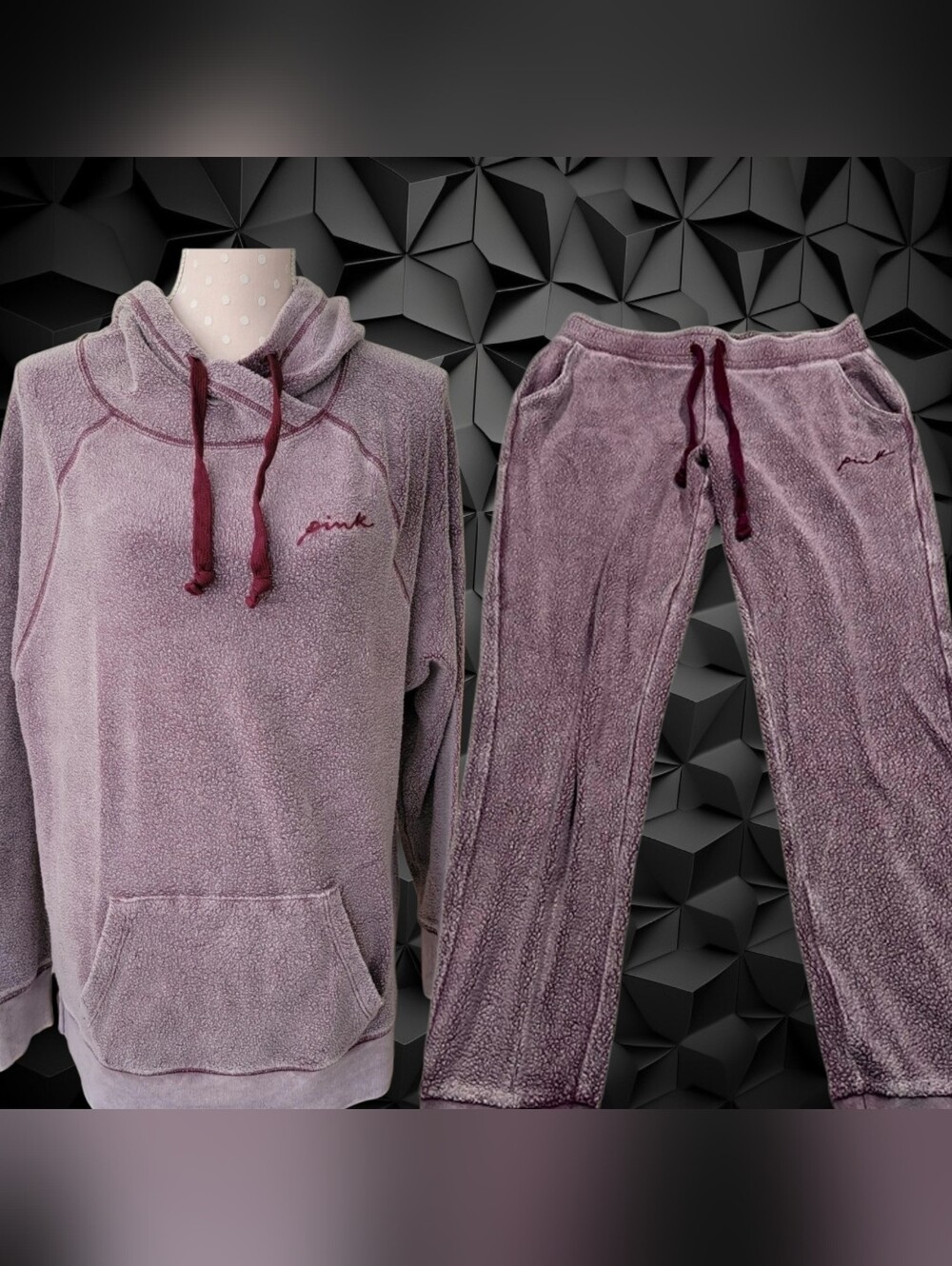 PINK Victoria's Secret Cozy Plush Hoodie & Lounge Pants Set - Dusty Mauve